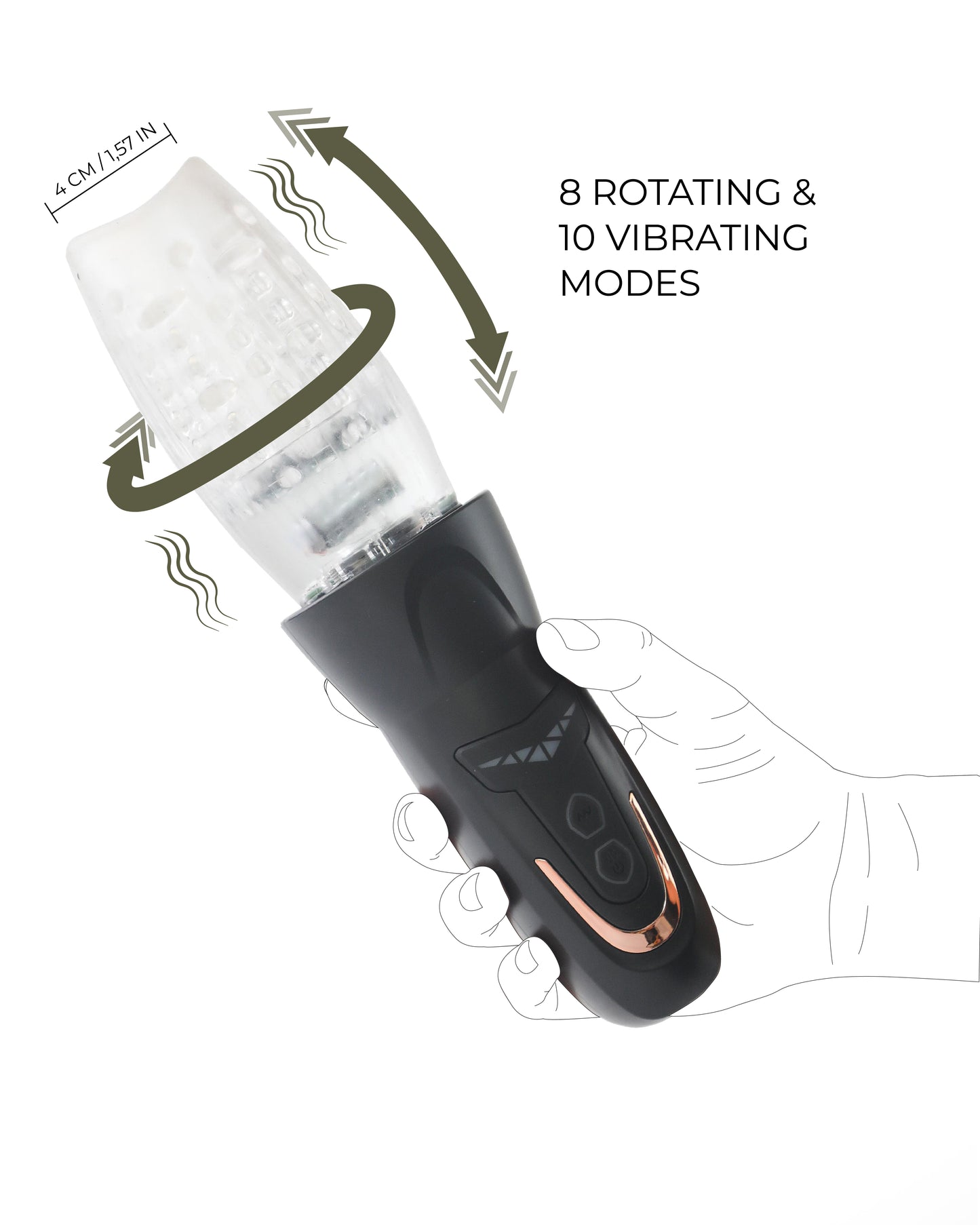 VELĀRE PulsaRound Male Masturbator - Black, 8 Rotating & 10 Vibrating Modes, Advanced Electric Device for Personal Wellness