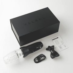 PulsaRound Male Masturbator Black -  Includes FREE VELĀRE Sculpted Candle