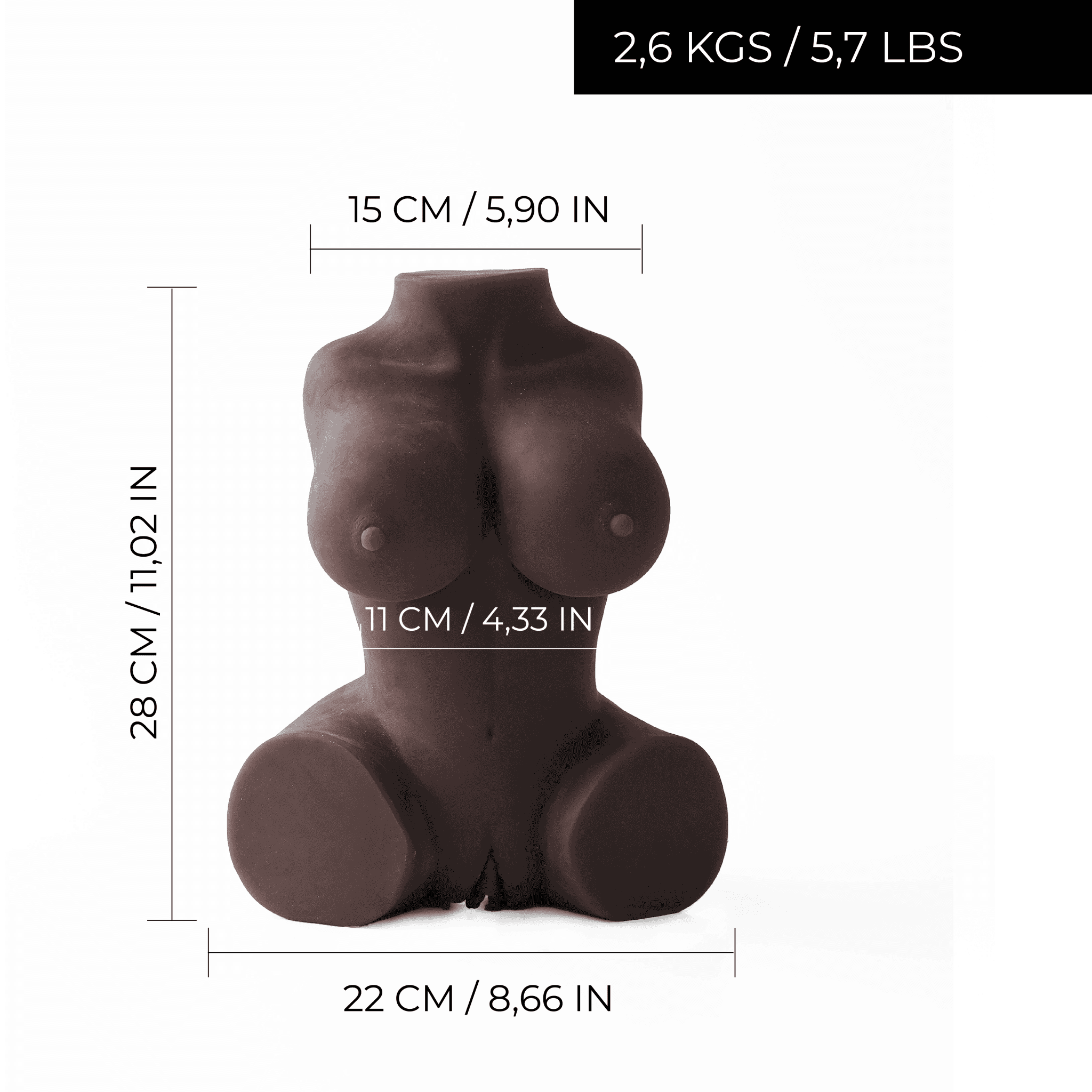 Tyra Chocolate Torso Sex Doll – 2.6kg - VELĀRE